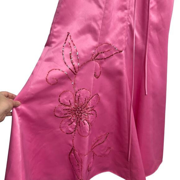 Barbiecore Pink Sequin Gown Masquerade Y2K Lace-Up Size‎ 11/12 - Picture 5 of 9